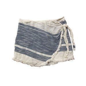 Red Carpet Womens Skirt Small Blue White Fringe Faux Wrap Boho Beach Designer